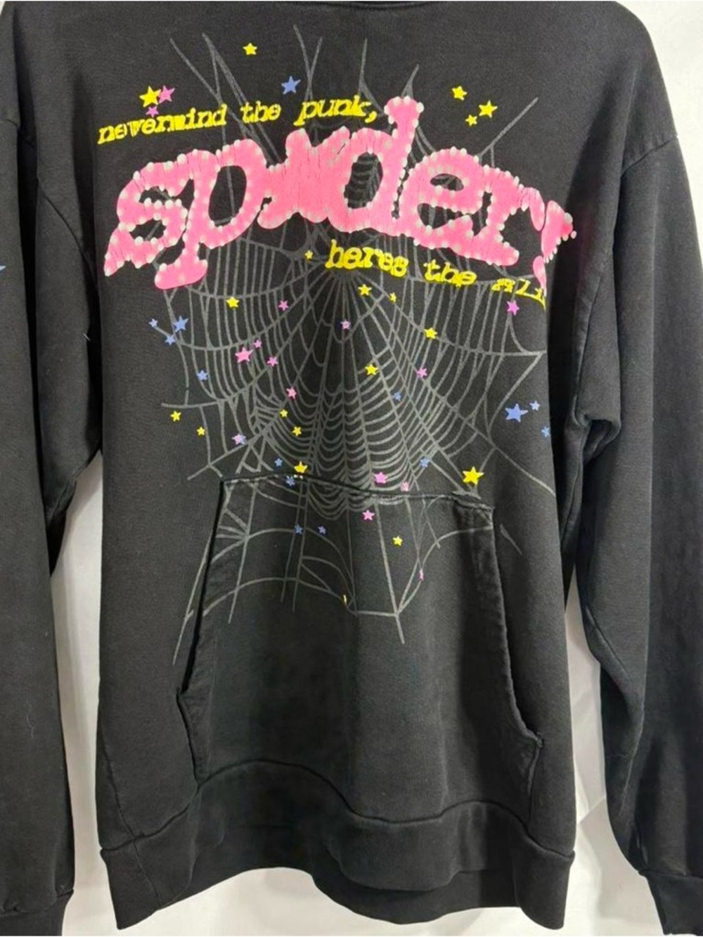 Authentic Black Graphic Lightweight Shirt Jacket with Pink Spiderweb Print